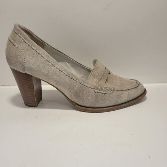 Hogl Women's Size 9 Gray Taupe Suede Almond Closed Toe Slip On 3.5" Heel Shoe - Picture 1 of 10